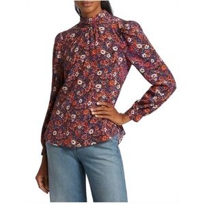 Veronica Beard 93% silk blouse floral